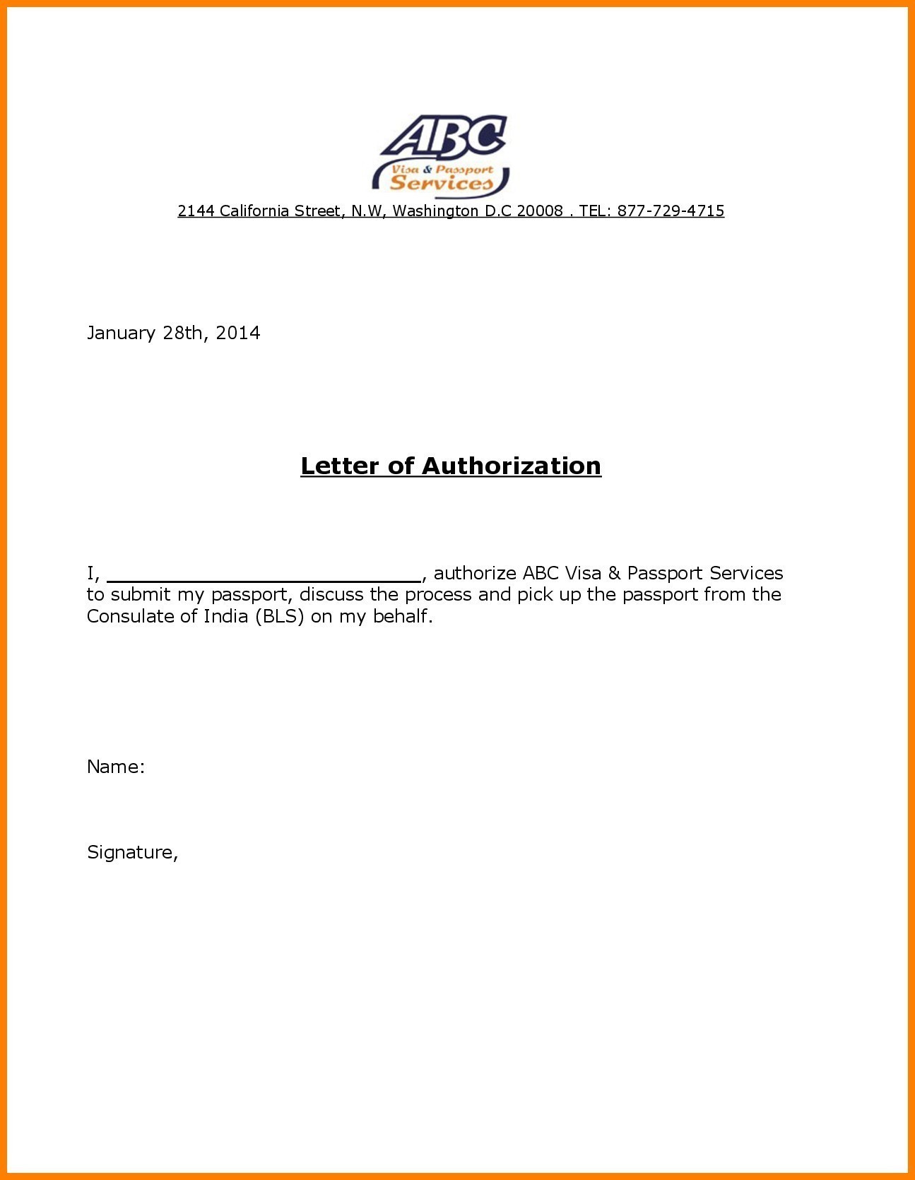 Authorization Letter Sample | Business Mentor