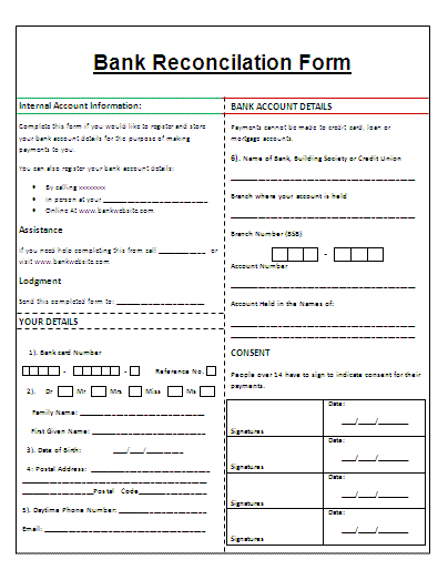 bank statement reconciliation template   Ecza.solinf.co