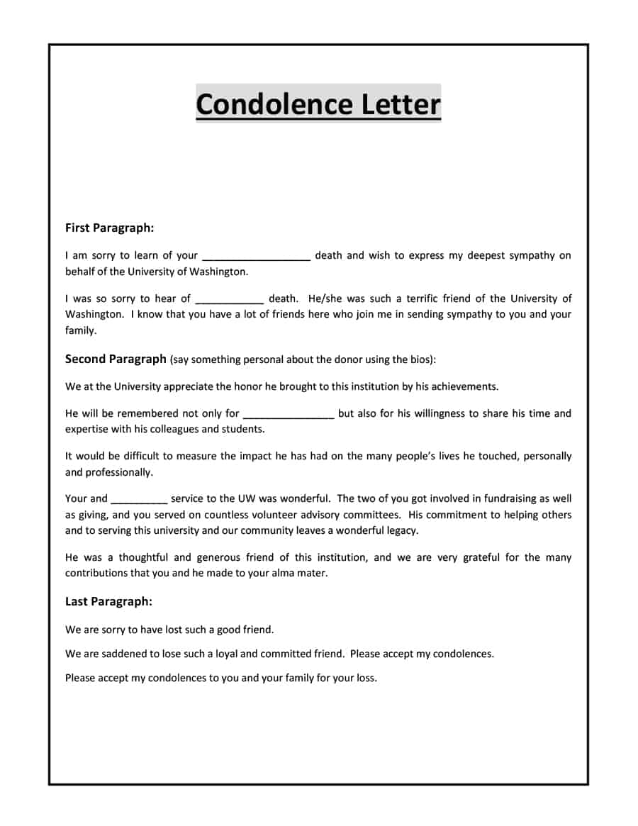 41 Condolence & Sympathy Letter Samples   Template Lab