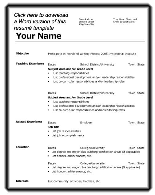 curriculum vitae samples in word format   Into.anysearch.co
