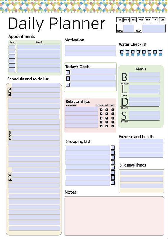 daily plan template   Ecza.solinf.co