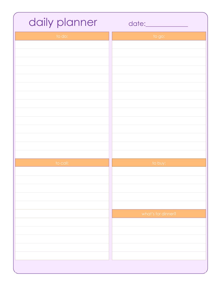 Daily Planner Template   Free Printable Daily Planner for Excel