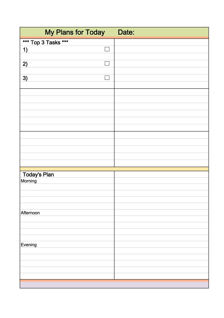 Printable Daily Planner Template   Free Printable Templates