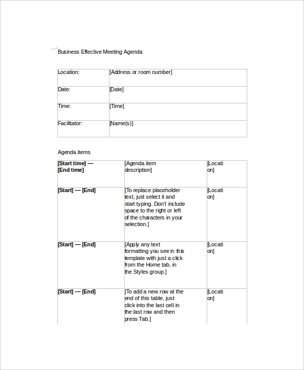 12+ Effective Meeting Agenda Templates – Free Sample, Example 