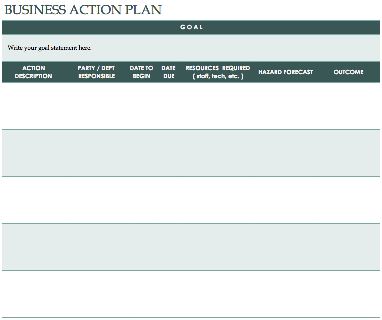 Free Action Plan Templates   Smartsheet