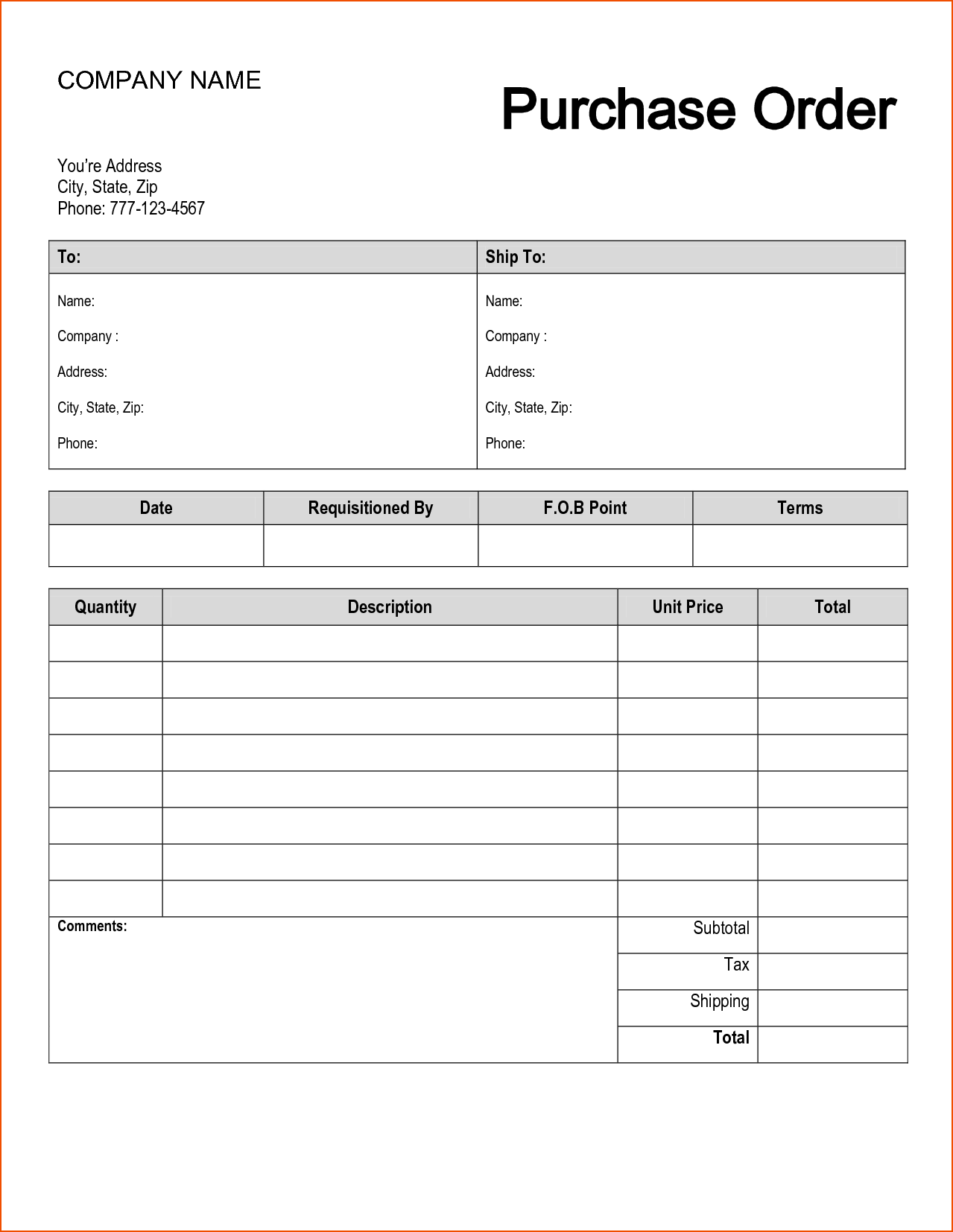 Purchase Order Template