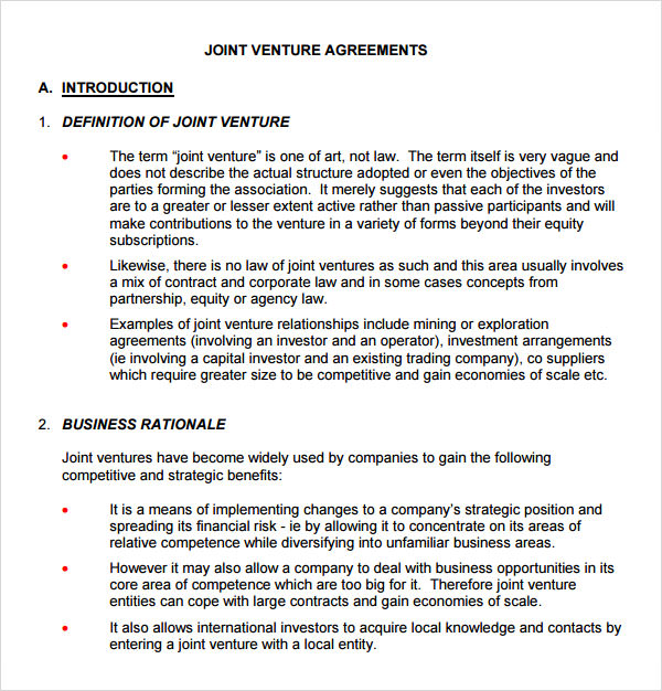 international joint venture agreement template real estate joint 