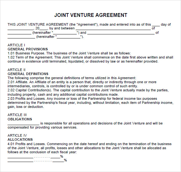 joint venture operating agreement template sample partnership 