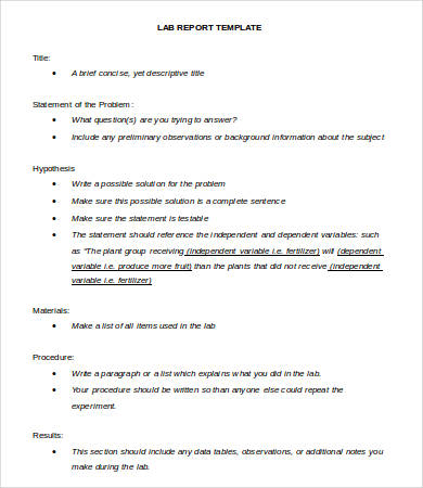 40 Lab Report Templates & Format Examples   Template Lab