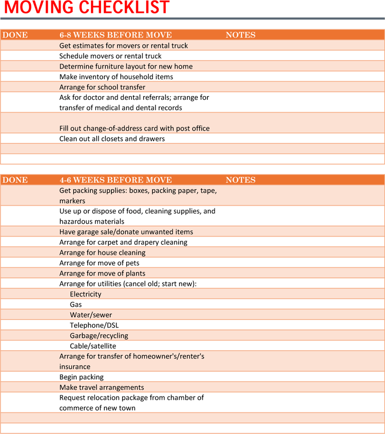 5+ Moving Checklist Templates for Excel, Word + Ultimate Guide