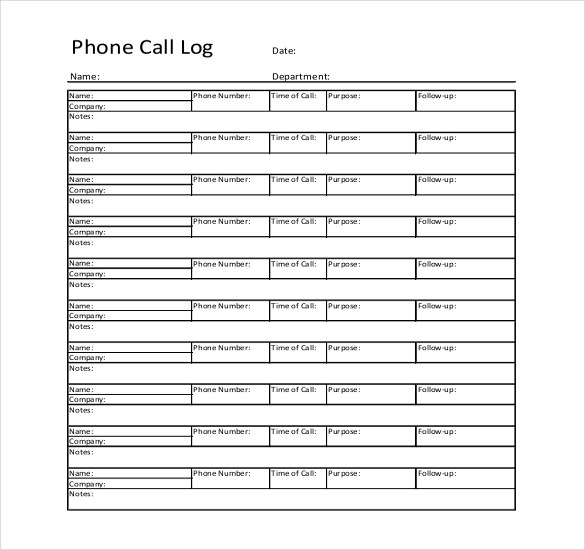 phone call log templates   Teacheng.us