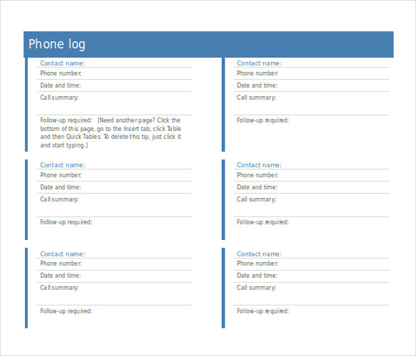 call log sheet template free   Into.anysearch.co