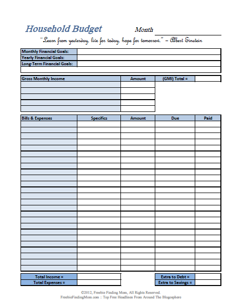 FREE Printable Budget Worksheets – Download or Print | Pinterest 