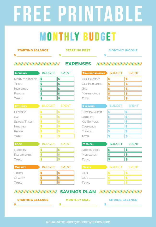 Printable Budgets