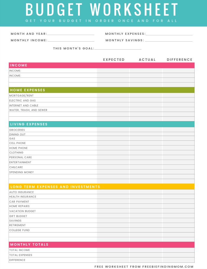 budgeting worksheets free printable household budget worksheet 