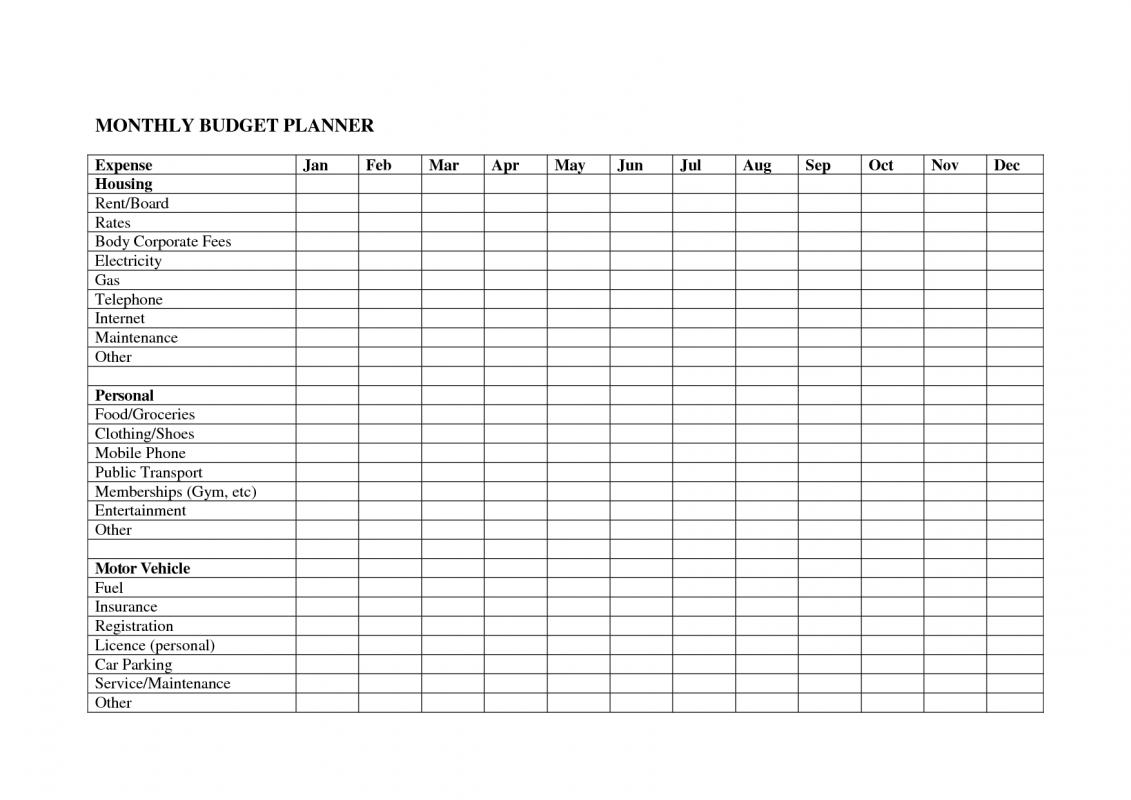 Printable Budgets