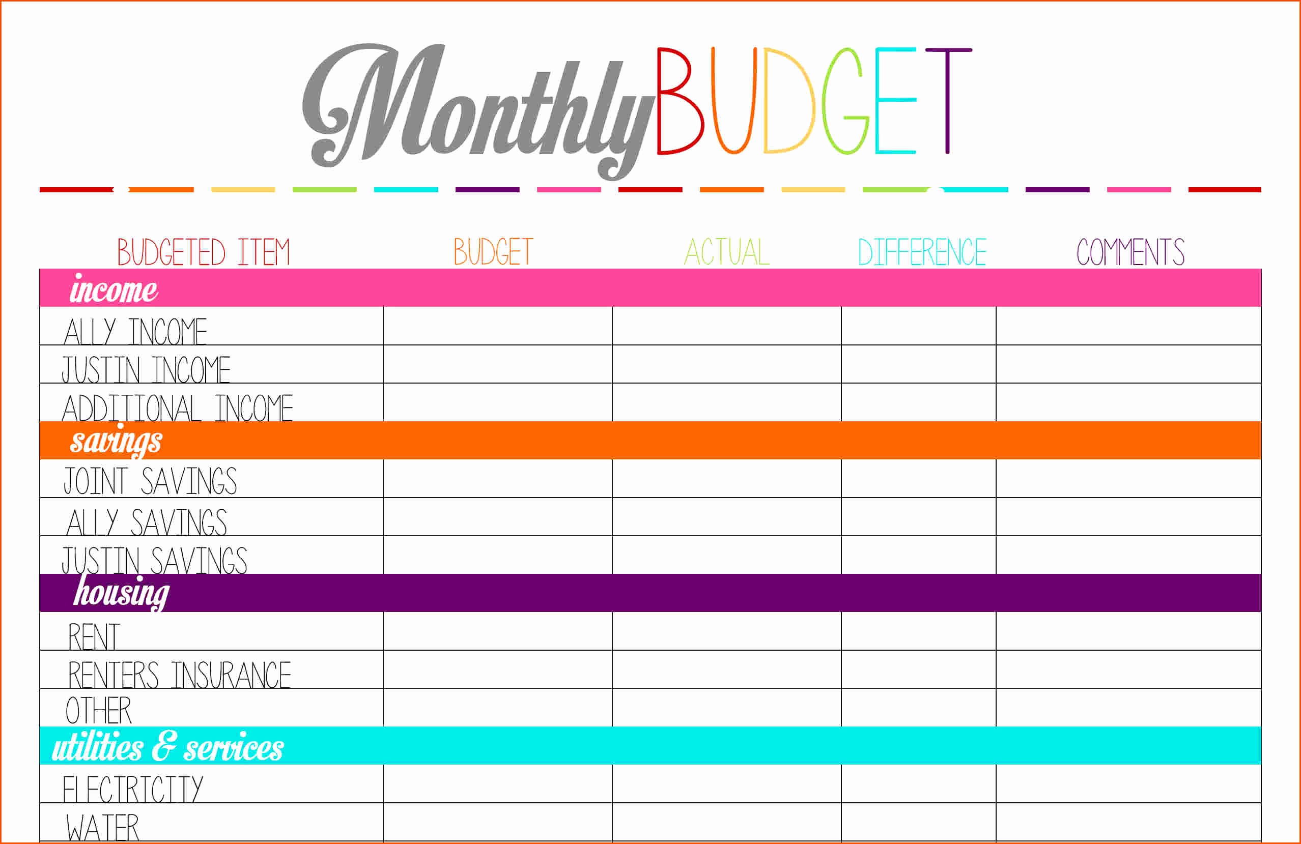 budget worksheet printable free printable budget sheet printable 