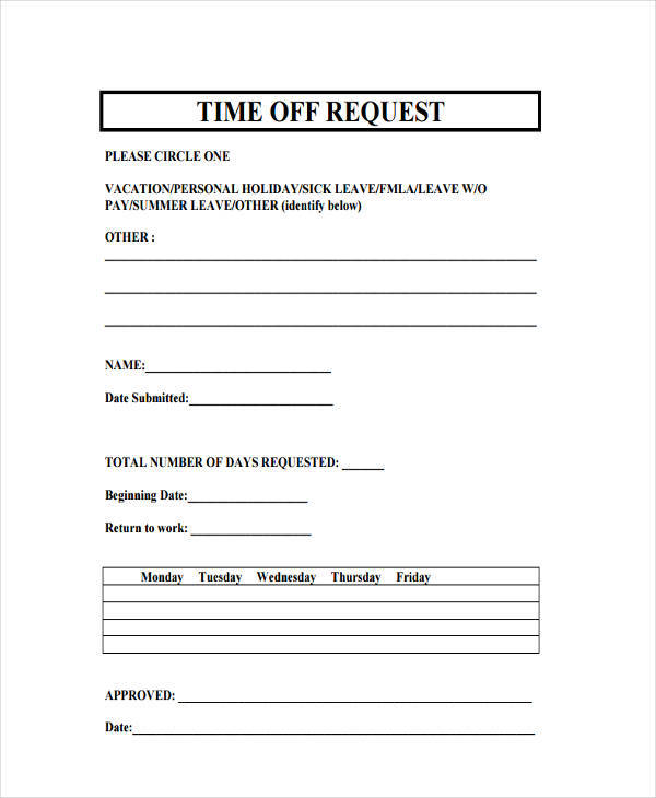 Printable Time Off Request Form | Business Mentor