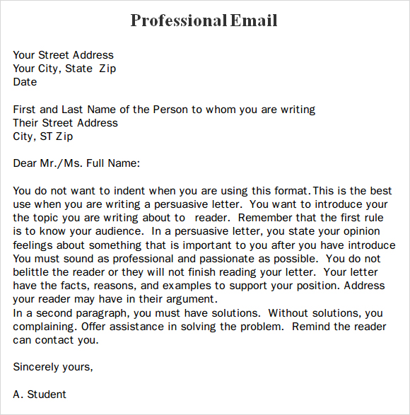 8+ Sample Professional Emails – PDF | Sample Templates