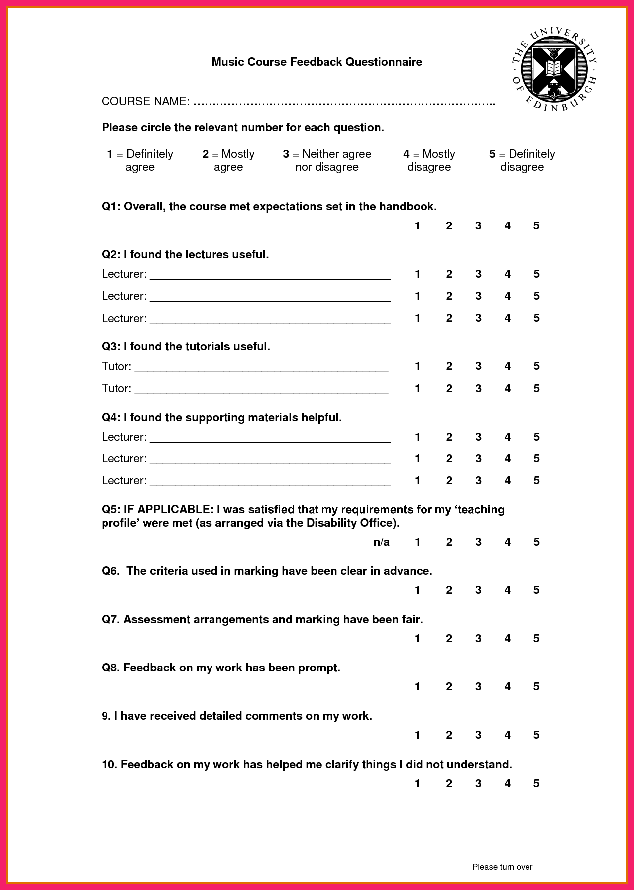 Templates For Questionnaire Design