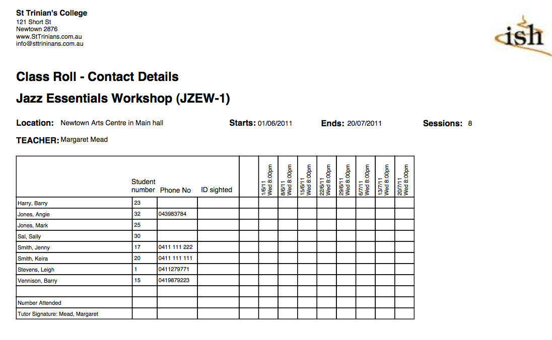 roll call sheet   Hoss.roshana.co