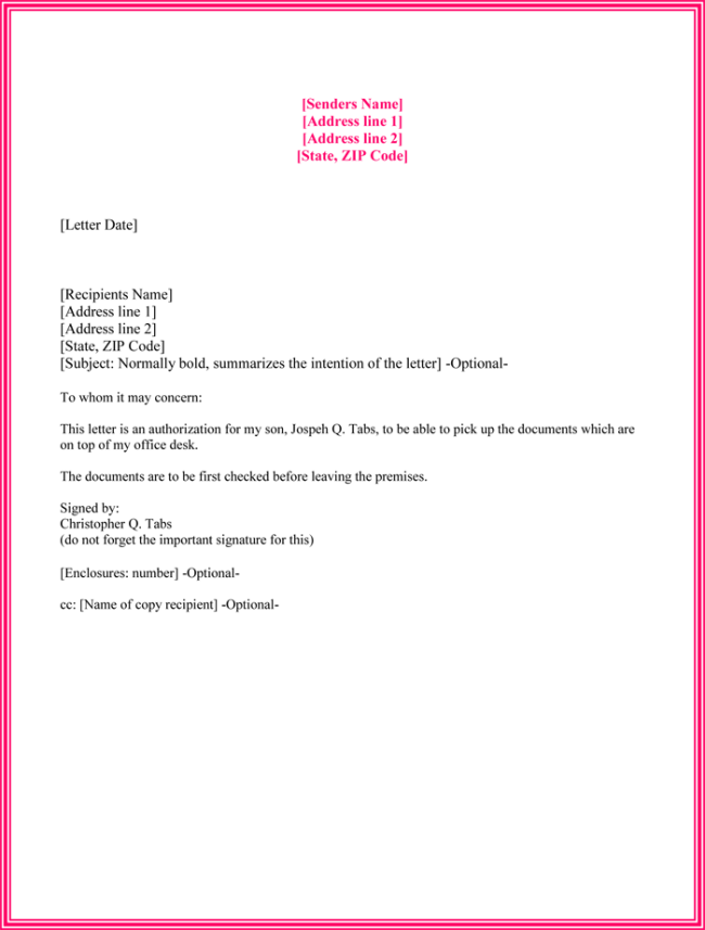 authorization letter sample | sop proposal
