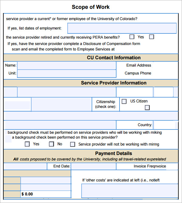 Scope of Work Template – Download MS Word & Excel templates