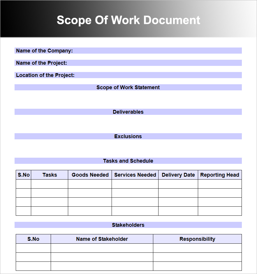 scope of work excel template   Ecza.solinf.co