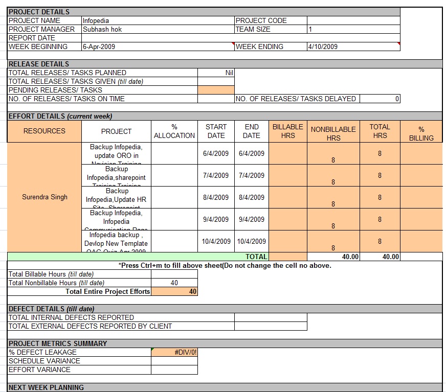 weekly status report template   Teacheng.us