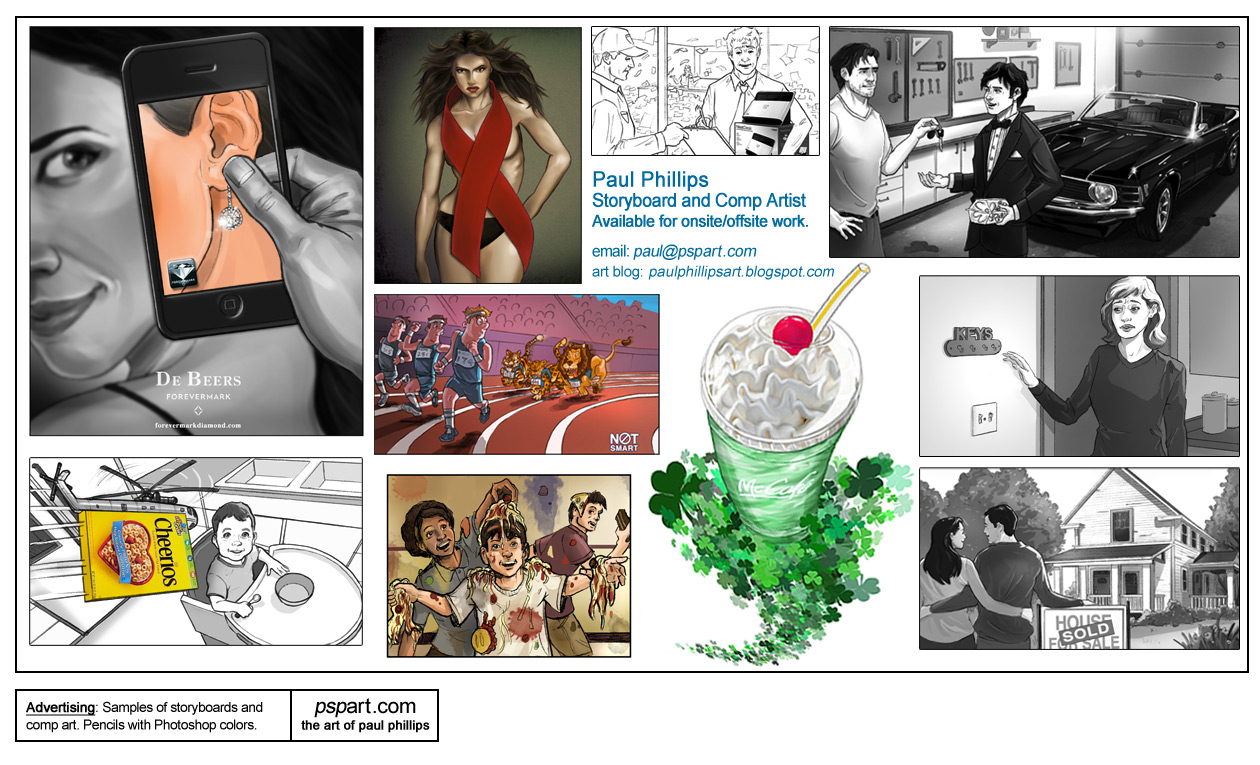 The Art of Paul Phillips: ADVERTISING STORYBOARD SAMPLES