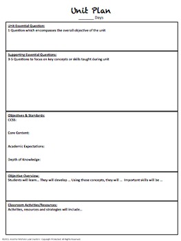 Lesson & Unit Plan Templates for Middle or High School | TpT