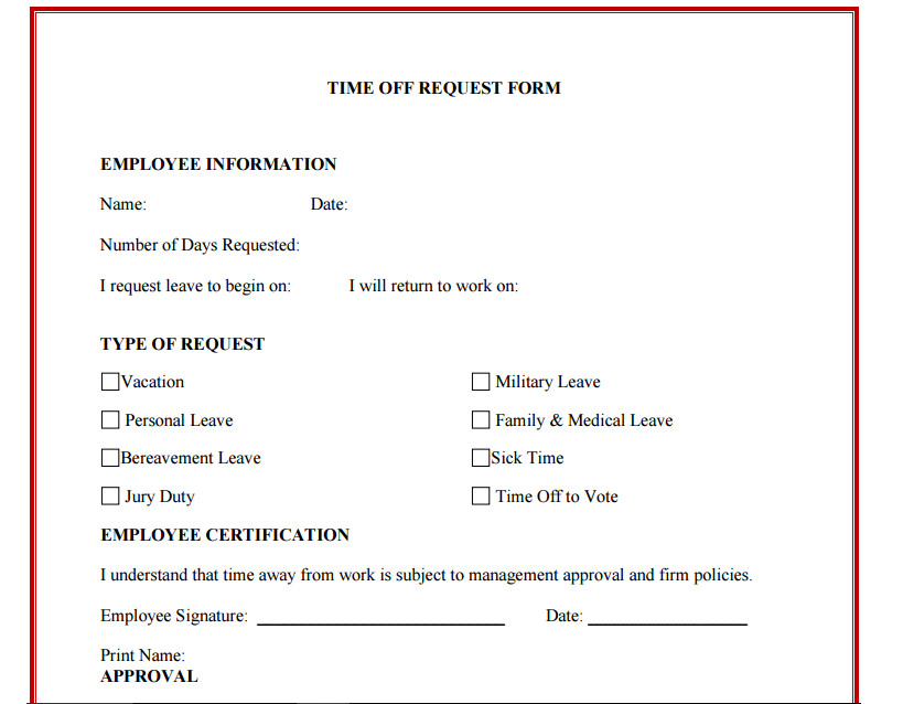 Employees can use this free, printable vacation request template 