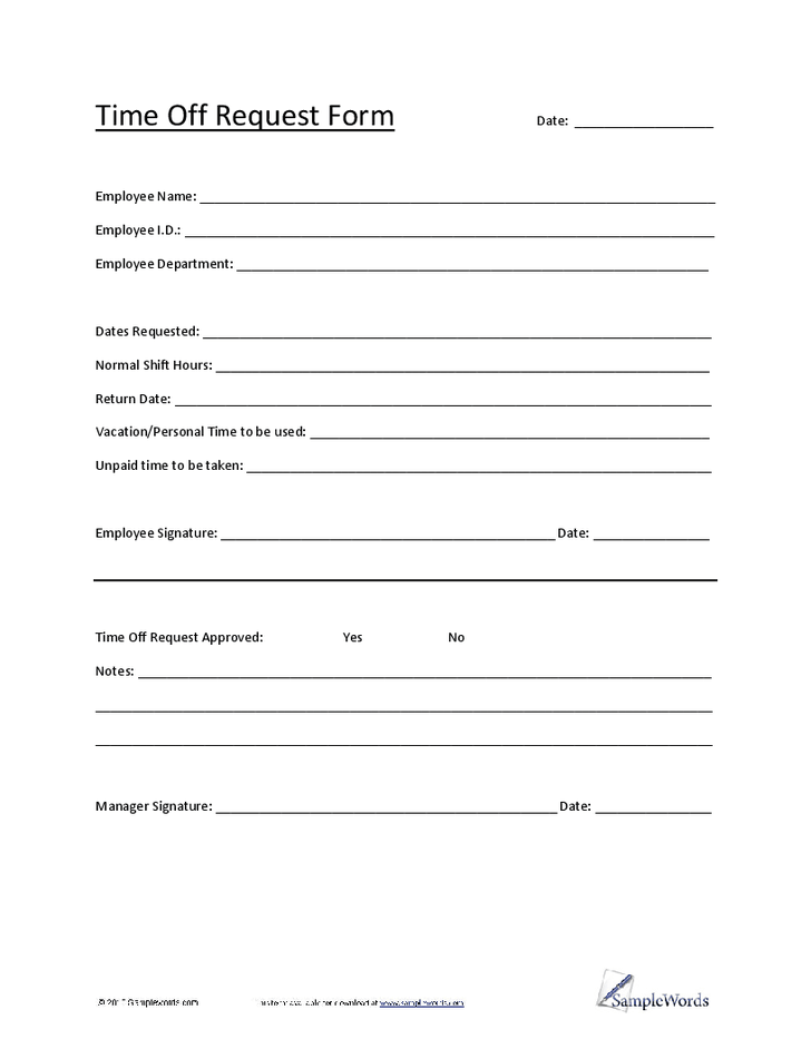 pto policy template sample pto request form small business free 