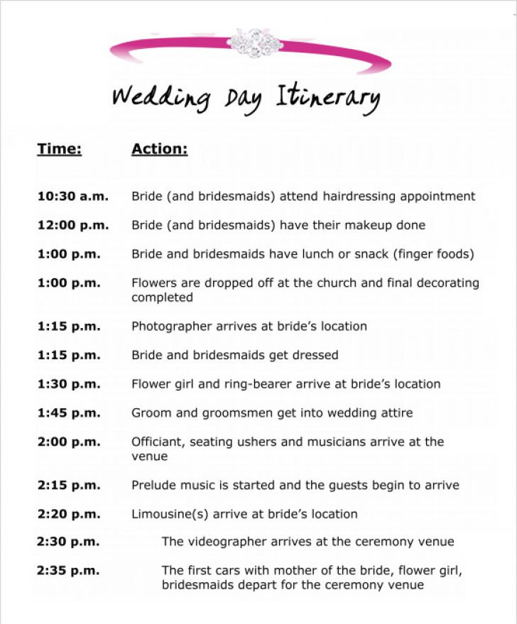 Wedding itinerary template agenda 3 expert for permalink 